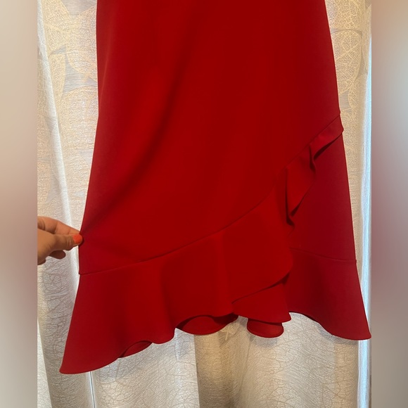 LOWEST PRICE DROP!! Thick Red cotton sleeveless dress with ruffles at bottom. - Picture 2 of 4